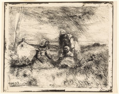 Little Sister, 1854, Jean-Baptiste-Camille Corot, French, 1796-1875, France, Cliché-verre on ivory
