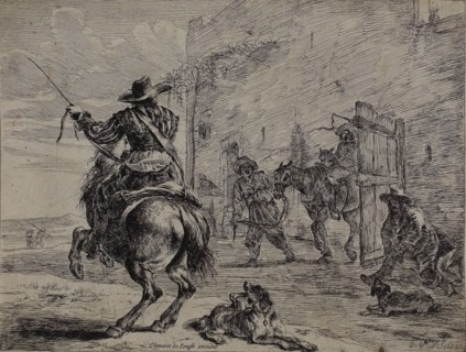 Rearing Horse, Near a Stable, plate one from Series of Horses, 1651, Dirck Stoop, Dutch, 1610-1686,