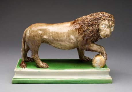 Lion (One of a Pair), c. 1785, England, Staffordshire, Staffordshire, Lead-glazed earthenware
