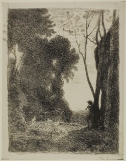 The Young Shepherd, second plate, c. 1855, Jean-Baptiste-Camille Corot, French, 1796-1875, France,