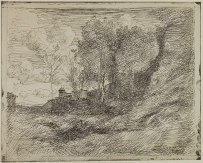 Souvenir of Ostia, 1855, Jean-Baptiste-Camille Corot, French, 1796-1875, France, Cliché-verre on