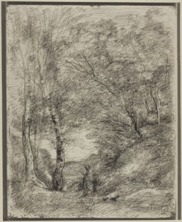 The Gardens of Horace, 1855, Jean-Baptiste-Camille Corot, French, 1796-1875, France, Cliché-verre