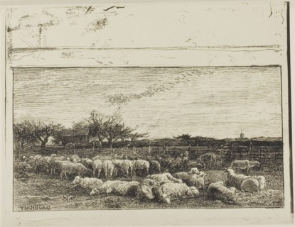 The Large Sheepfold, 1862, Charles François Daubigny, French, 1817-1878, France, Cliché-verre on
