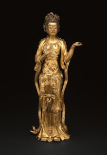 Guanyin (Avalokiteshvara), Yuan/early Ming dynasty, late 14th century, China, Gilt copper alloy, 35