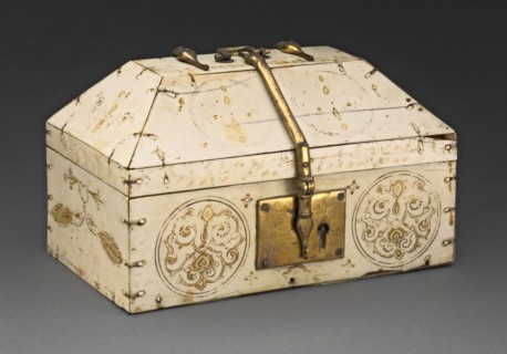 Casket, 12th century, Italian, Sicily, Sicily, Ivory, brass, tempera, and gold leaf, 9.5 × 15.9 × 9