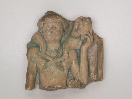 Relief Depicting a Calf-Bearer, Ptolemaic Period, 304/30 BC, Egyptian, Egypt, Glazed stone, 8.9 × 8