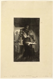 Blacksmith, 1833, Eugène Delacroix, French, 1798-1863, France, Aquatint on cream Japanese tissue,