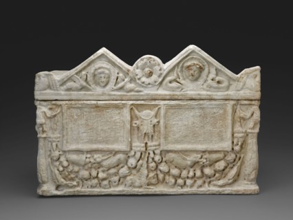 Cinerary Urn, Late 1st/early 2nd century AD, Roman, Roman Empire, Marble, a (urn): 23.1 × 53.9 × 27