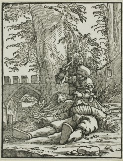 Jael and Sisera, 1520/25, Albrecht Altdorfer, German, c. 1480-1538, Germany, Woodcut in black on