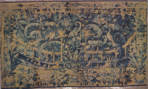 Large Leaf Verdure with Balustrade, Animals, and Birds, 1550/75, Flanders, Oudenaarde, Flanders,