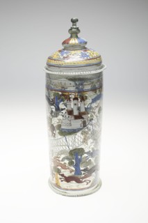 Beaker with Cover (Humpen) with Hunting Scenes, 1550/1600, Bohemian or German, Bohemia, Colorless