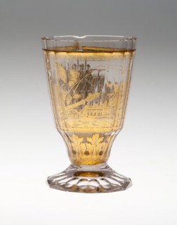 Beaker with Battle Scene, c. 1730, Bohemia, Czech Republic, Bohemia, Glass with engraved gold leaf