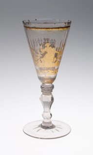 Wine Glass, c. 1730, Bohemia, Czech Republic, Bohemia, Glass with engraved gold leaf decoration, 21
