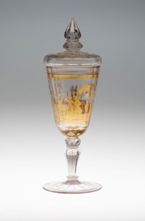 Wine Glass and Cover, c. 1730, Bohemia, Czech Republic, Bohemia, Glass with engraved gold leaf