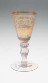 Wine Glass, Early 18th century, Bohemia, Czech Republic, Bohemia, Glass with engraved gold leaf