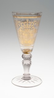 Wine Glass, Early 18th century, Bohemia, Czech Republic, Bohemia, Glass with engraved gold leaf