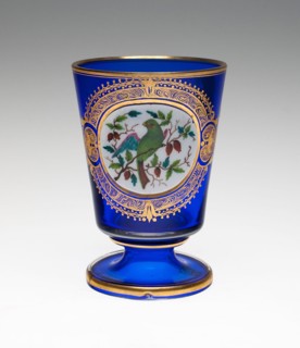Beaker, c. 1850, Bohemia, Czech Republic, Bohemia, Glass, colorless, blown, enameled, opaque white