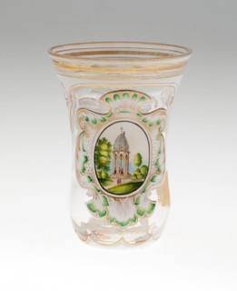 Beaker, c. 1850, Bohemia, Czech Republic, Bohemia, Glass, colorless, blown, cut, overlaid with