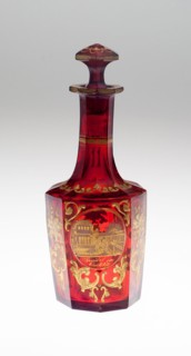 Bottle, Late 19th century, Bohemia, Czech Republic, Bohemia, Ruby glass, cased in colorless glass,