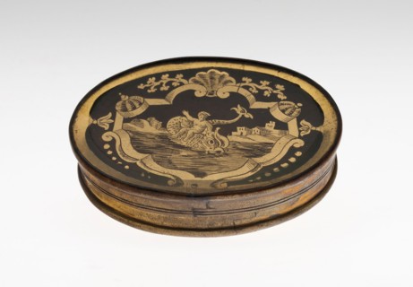 Box, c. 1730, Bohemia, Czech Republic, Bohemia, Glass panels mounted with brass, 14.6 × 7.3 cm (5