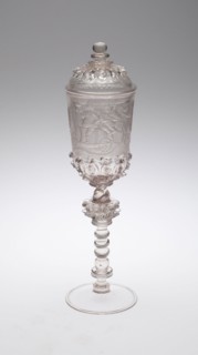 Covered Goblet (Pokal), c. 1730, Bohemia, Czech Republic, Bohemia, Glass, 34.3 × 8.9 cm (13 9/16 ×