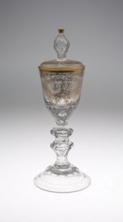 Goblet with Cover, 1786, Germany, Lauenstein, Lauenstein, Glass with gilding, 31.8 x 8.9 cm (12 1/2