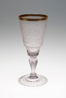 Wine Glass, c. 1740, Germany, Hirschberg Valley, Schleswig, Glass, engraved and gilt decoration, 21