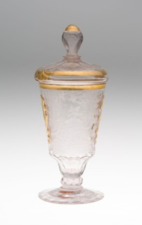 Wine Glass and Cover, c. 1740, Germany, Schleswig, Schleswig, Glass, engraved and gilt decoration,