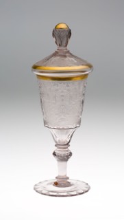 Wine Glass and Cover, c. 1740, Germany, Schleswig, Schleswig, Glass, engraved and gilt decoration,