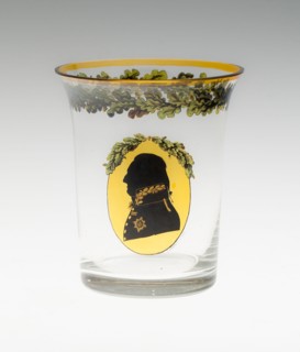 Beaker, 1814, Samuel Mohn, German, 1762-1815, Dresden, Germany, Glass, blown, enameled, gold and