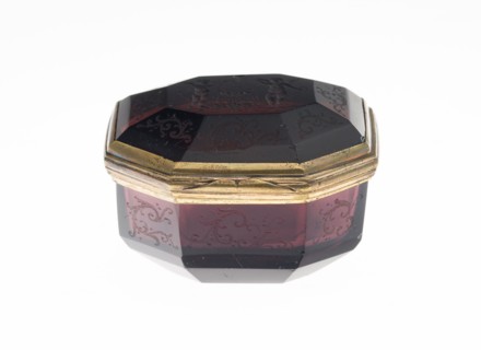Box, c. 1735, Germany, Amethyst glass and gilt bronze mounts, 4 x 6 x 5.4 cm (1 9/16 x 2 3/8 x 2