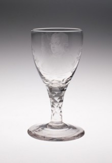 Wine Glass, c. 1790, Netherlands, England, Glass, cut and stipple engraved, 13.3 × 6.8 cm (5 1/4 ×