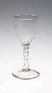 Wine Glass, c. 1795, England or Netherlands, England, Glass, stipple engraved, 6 1/4 in. u.d. 2 1/2