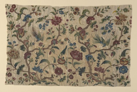 Portion from a Valance, 1701/25, England, Linen, plain weave over coarser and heavy plain weave