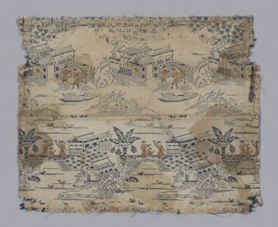 Fragment, late Edo period (1789–1868), 1800/25, Japan, Single plain compound cloth, silk & gilt?