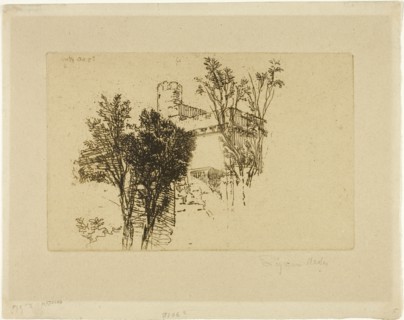 The Turret, 1879, Francis Seymour Haden, English, 1818-1910, England, Etching on zinc printed on