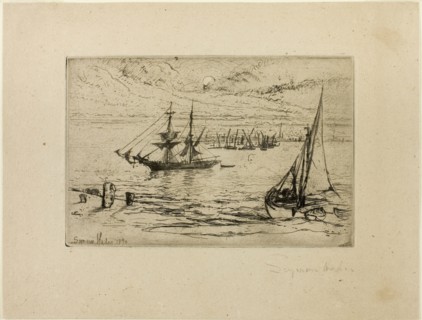 A Brig at Anchor, 1870, Francis Seymour Haden, English, 1818-1910, England, Etching with drypoint