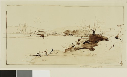 Arno above Florence, September 3, 1900, David Young Cameron, Scottish, 1865-1945, Scotland, Pen and