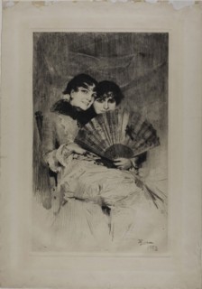 The Cousins, 1883, Anders Zorn, Swedish, 1860-1920, Sweden, Etching on ivory wove paper, 432 x 265