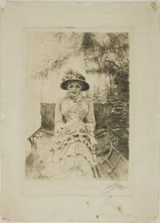 On the Thames, 1883, Anders Zorn, Swedish, 1860-1920, Sweden, Etching on ivory wove paper, 265 x