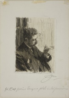 H. R. H. Prince Eugen of Sweden, 1891, Anders Zorn, Swedish, 1860-1920, Sweden, Etching on white