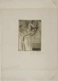 Le Réveil, 1891, Anders Zorn, Swedish, 1860-1920, Sweden, Etching on ivory laid paper, 137 x 100 mm