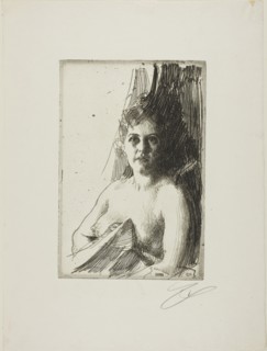 Nude Study III, 1896, Anders Zorn, Swedish, 1860-1920, Sweden, Etching on ivory laid paper, 230 x