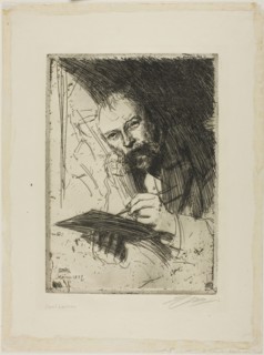 Carl Larsson, 1897, Anders Zorn, Swedish, 1860-1920, Sweden, Etching on ivory laid paper, 268 x 189