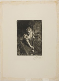 Billiards, 1898, Anders Zorn, Swedish, 1860-1920, Sweden, Etching on ivory laid paper, 178 x 128 mm