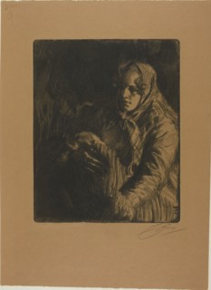 Madonna (A Mother), 1900, Anders Zorn, Swedish, 1860-1920, Sweden, Etching on brown wove paper, 248