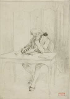 Man in Eighteenth-Century Dress, Seated at Table and Reading, n.d., Charles Bargue, French,