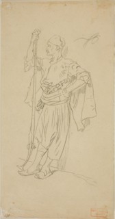 Armed Arab Leaning Against a Wall, n.d., Charles Bargue, French, 1826-1883, France, Graphite on
