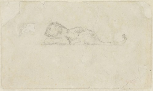 Seated Lioness, n.d., Antoine Louis Barye, French, 1795-1875, France, Graphite on ivory wove paper,