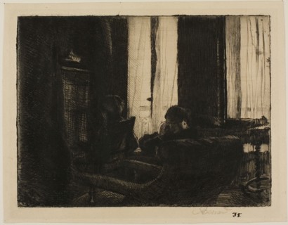 Intimacy, 1889, Albert Besnard, French, 1849-1934, France, Etching on cream laid paper, 180 × 237